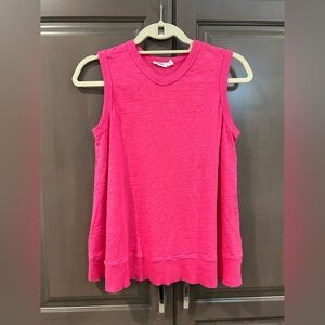 WILT Clothing Crop Trapeze Shell Rib Mix Top in Hot Pink, Size XS